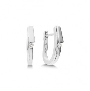 Zilver klap-oorringen mat/glans met zirkonia - 368