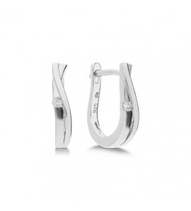 Zilver klap-oorringen mat/glans met zirkonia - 369