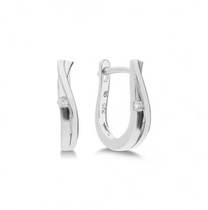 Zilver klap-oorringen mat/glans met zirkonia - 369