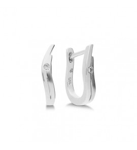 Zilver klap-oorringen mat/glans met zirkonia - 370