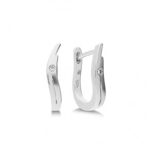 Zilver klap-oorringen mat/glans met zirkonia - 370