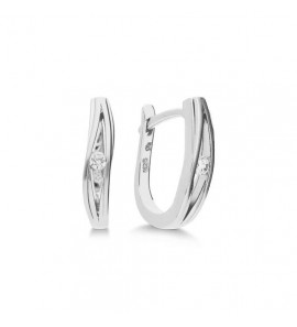 Zilver klap-oorringen mat/glans met zirkonia - 371