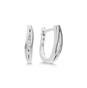 Zilver klap-oorringen mat/glans met zirkonia - 371