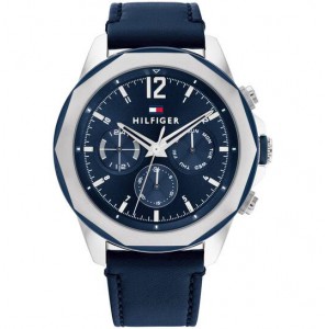 Tommy Hilfiger heren Lars leer blauw 46 mm - 404