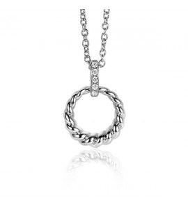 ZINZI zlv. hanger rond open met zirc. hangoog - 419