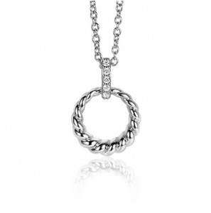 ZINZI zlv. hanger rond open met zirc. hangoog - 419