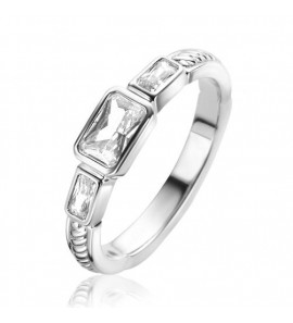 Zinzi zlv. ring met drie rechthoekige zirconia&#39;s en een scheen met gedraaide bewerking - 426