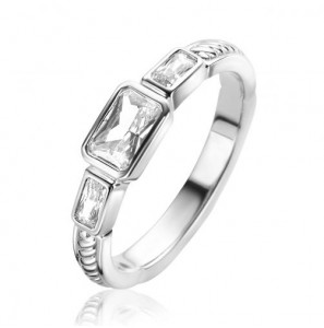 Zinzi zlv. ring met drie rechthoekige zirconia&#39;s en een scheen met gedraaide bewerking - 426