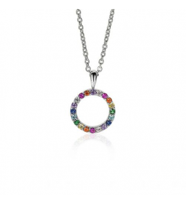 ZINZI zlv. hanger rond open met zirc. regenboog - 429