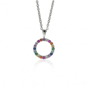 ZINZI zlv. hanger rond open met zirc. regenboog - 429