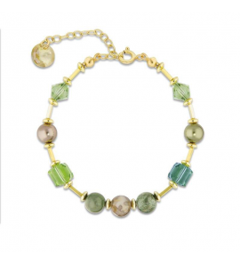 Spark JASMINE Gilded Bracelet Erinite, Peridot, Light Green, Bronze Pearl, Indian Agat, Hematite - 534