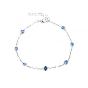 MY iMenso ODM "Aquamarine-CZ rounds" bracelet (925/rhod-plated) - 568
