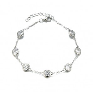 MY iMenso ODM "White-CZ dots" bracelet (925/rhod-plated) - 570
