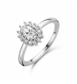 Zilver dames ring zirkonia halo mt. 17¾ - 603