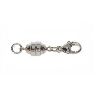 Zilver magneet sluiting 6.5 mm met carbijn - 647