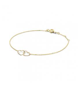 Jackie goud armband dubbel hart 18 cm - 789