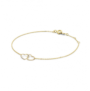 Jackie goud armband dubbel hart 18 cm - 789
