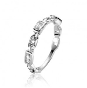 Zinzi zlv. aanschuifring paperclip en baquette mt. 56 - 814