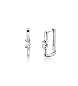 Zinzi zlv. oorringen rechthoek / ovale zirc. 15x2 mm - 817