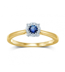 Goud  dames ring met 0.12 crt WE-P1 en saffier 0.18 crt - 825
