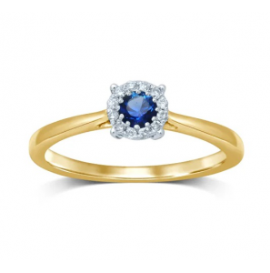Goud  dames ring met 0.12 crt WE-P1 en saffier 0.18 crt - 825