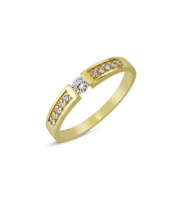Goud  dames ring met 1x0.10 en 10x0.01 crt WE-SI - 830
