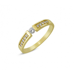 Goud  dames ring met 1x0.10 en 10x0.01 crt WE-SI - 830
