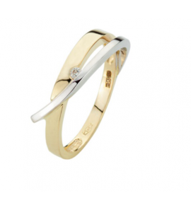 Goud bicolour  dames ring met 0.03 crt WE-SI - 832