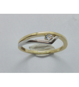 Goud bicolour dames ring met zirkonia - 861