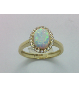 Goud bicolour dames ring met zirkonia en opaalliet - 864