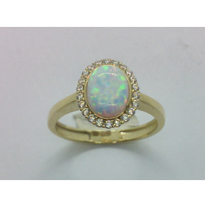 Goud bicolour dames ring met zirkonia en opaalliet - 864