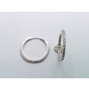 Goud wit klap-oorringen vierkant met zirkonia 18x1.3 mm - 879