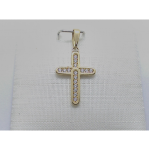 Goud hanger kruis met zirkonia&#39;s 15 x 10 mm - 897