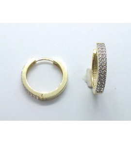 Goud klap oorring met zirkonia 18x3 mm - 914