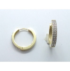 Goud klap oorring met zirkonia 18x3 mm - 914