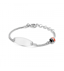Zilver graveerarmband lieveheersbeestje plaat 6,5 mm 11 + 2 cm - 943