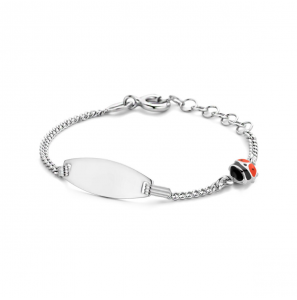 Zilver graveerarmband lieveheersbeestje plaat 6,5 mm 11 + 2 cm - 943