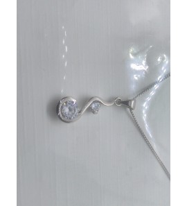 Zilver collier grmt.met hangerzirkonia&#39;s 45 cm - 978