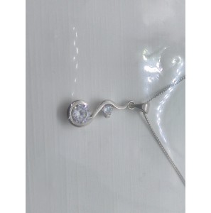 Zilver collier grmt.met hangerzirkonia&#39;s 45 cm - 978