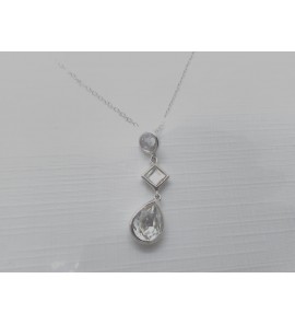 Zilver collier grmt.met swarovski 42+5 cm - 979