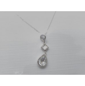 Zilver collier grmt.met swarovski 42+5 cm - 979