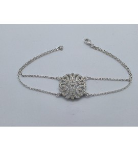 Zilver anker armband met aplique zirkonia 19 cm - 982