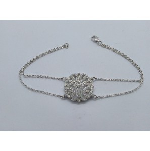 Zilver anker armband met aplique zirkonia 19 cm - 982