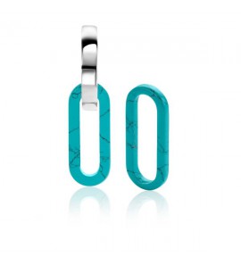 ZINZI zilv. oorvbedels ovaal 20 mm lang turquoise - 987