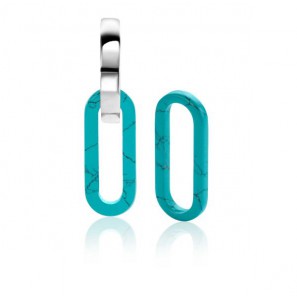 ZINZI zilv. oorvbedels ovaal 20 mm lang turquoise - 987