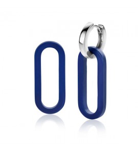 ZINZI zilv. oorbedels ovaal 30 mm lang lapis lazuli - 988