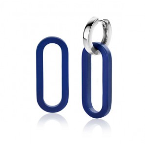 ZINZI zilv. oorbedels ovaal 30 mm lang lapis lazuli - 988