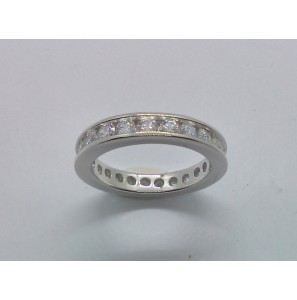 Zilver rail-ring vol zirkonia&#39;s - 999