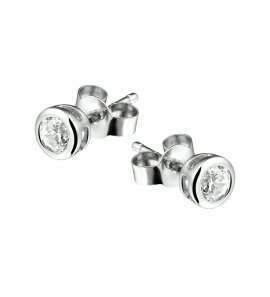 Zilver oorknop zetkast met zirkonia  4 mm - 1002