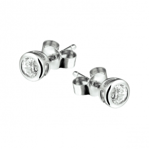 Zilver oorknop zetkast met zirkonia  4 mm - 1002